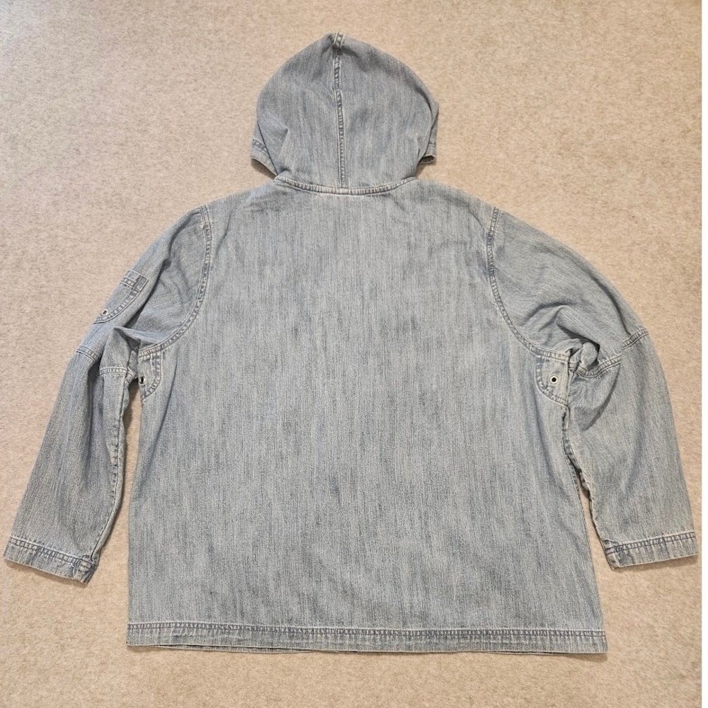CJ Banks Denim Hooded Shirt Jacket / Shacket Womens Size X - *VINTAGE* - Picture 3 of 16
